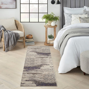 Celestial CES02 Modern Abstract Soft Durable Low Profile Short Pile Ivory/Grey Runner-Nourison-Rug Love - The Most Loved Rug Store